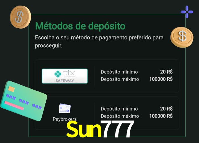 O cassino Sun777 oferece uma grande variedade de métodos de pagamento